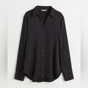 H&M Satin V-Neck Button Down Blouse